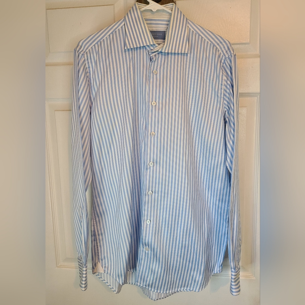 Profuomo Men's Classic Long Sleeve Oxford Dress Shirt, Size:15.5 Color: Sky Blue